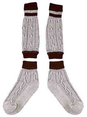 Men’s Oktoberfest Socks Grey Brown Stripes Bavarian German Lederhosen Knit Socks